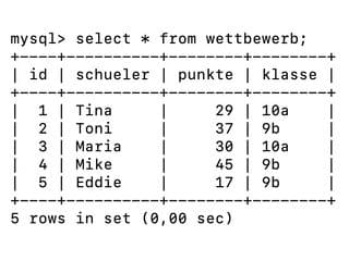 A little bit of MySQL