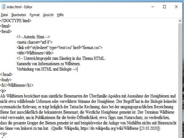 HTML (Kommentare)